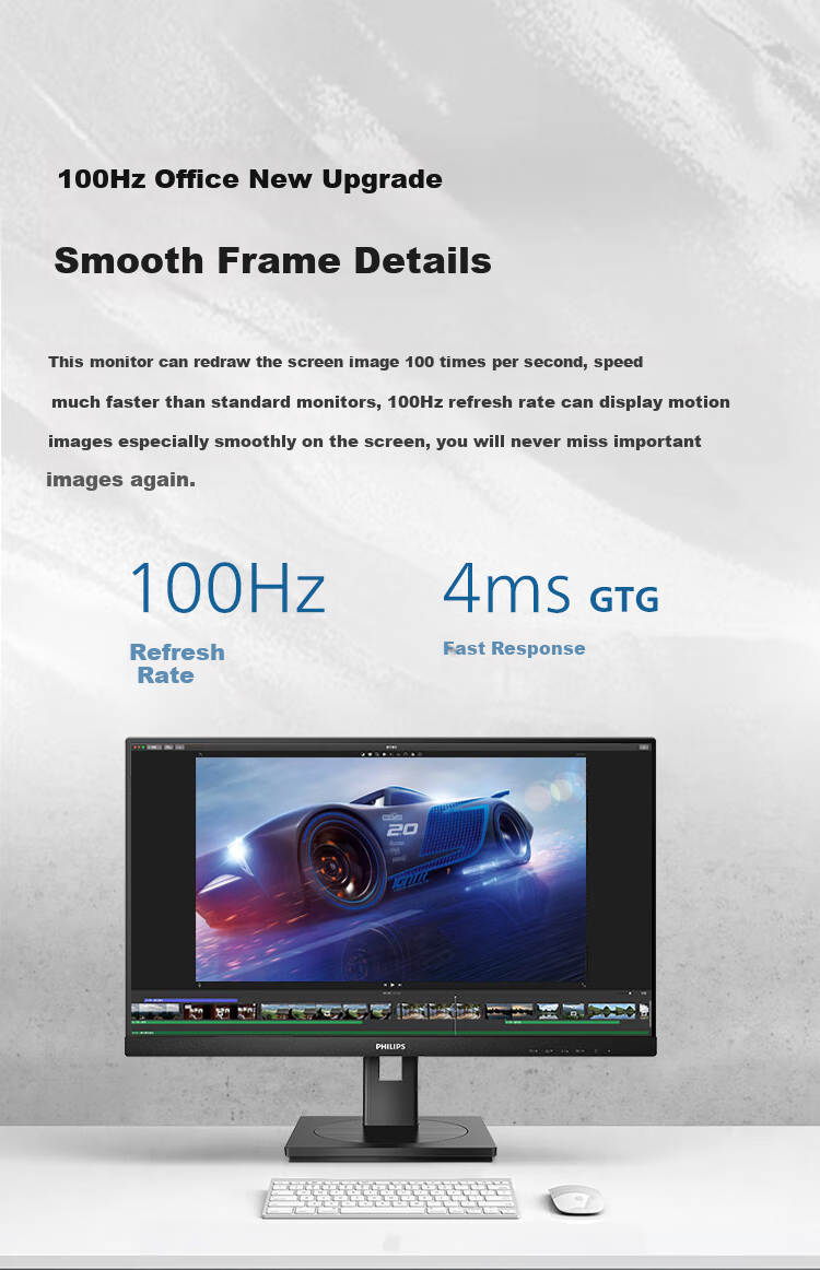 PHILIPS 43-inch 4K VA Office Monitor 10bit 126% sRGB HDR400 Type-C 90W Power Delivery Built-in Speakers 439P1 4