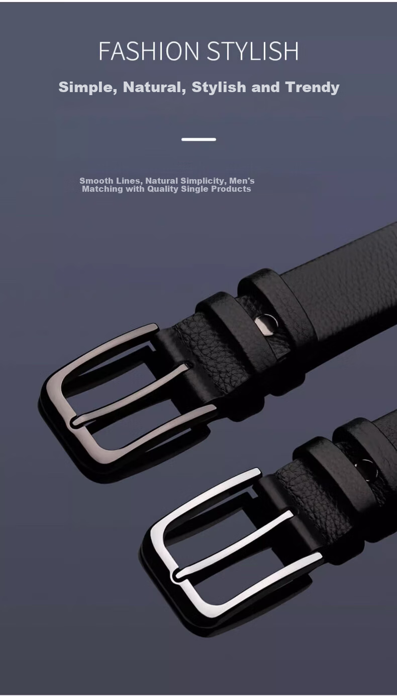 Huili Men's Belt, Top-Grain Leather, Pin Buckle, Pure Cowhide, Fashionable Versatile, Youth Light Genuine Leather Waist Belt 3
