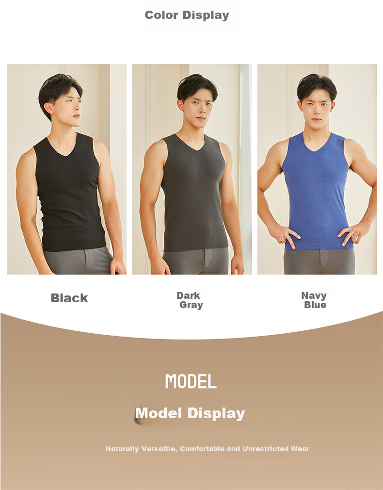 LangSha Seamless Thermal Vest Men Autumn Winter Invisible V-Neck Slim Fit Sleeveless Undershirt 13