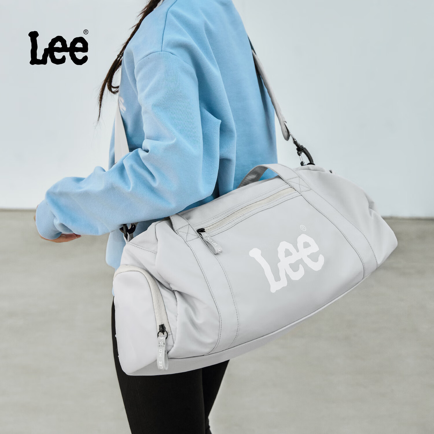Lee Travel Bag for Women, Large Capacity, Short-Trip Business Trip Luggage Bag, Dry And Wet Separation, Sports Fitness Bag, Light Gray