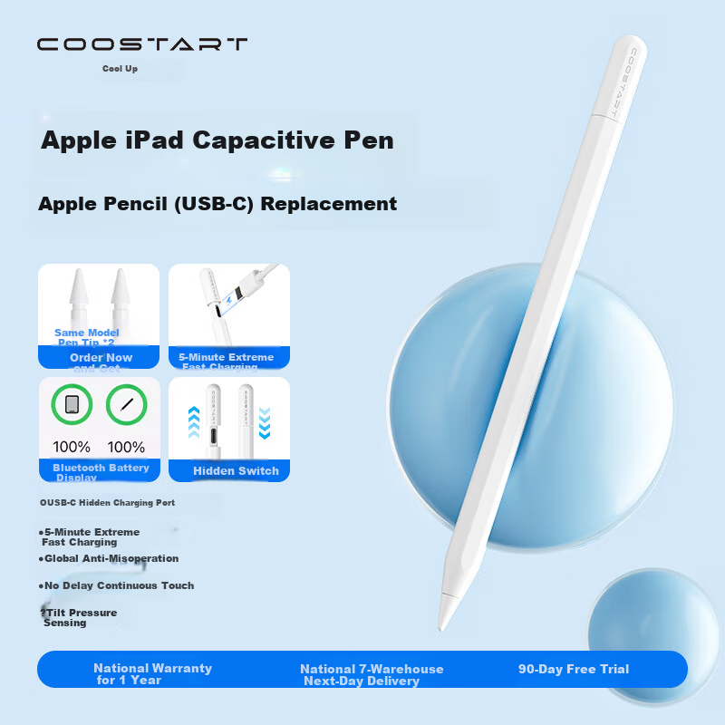 Стилус COOLSTART для Apple Pencil (USB-C), совместимый с iPad 11, емкостный стилус для письма, альтернатива Apple Tablet, защита от случайных нажатий