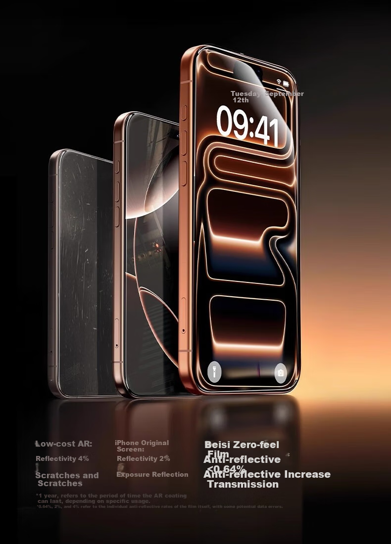 Baseus [3D Heat-Bent Zero-Feel Film + Ultra-Thin Non-Peak] IPhone 17 Pro Tempered Glass Screen Protector, Full Coverage for Apple 17 Pro, High Definition Anti-Drop Protective Film 3