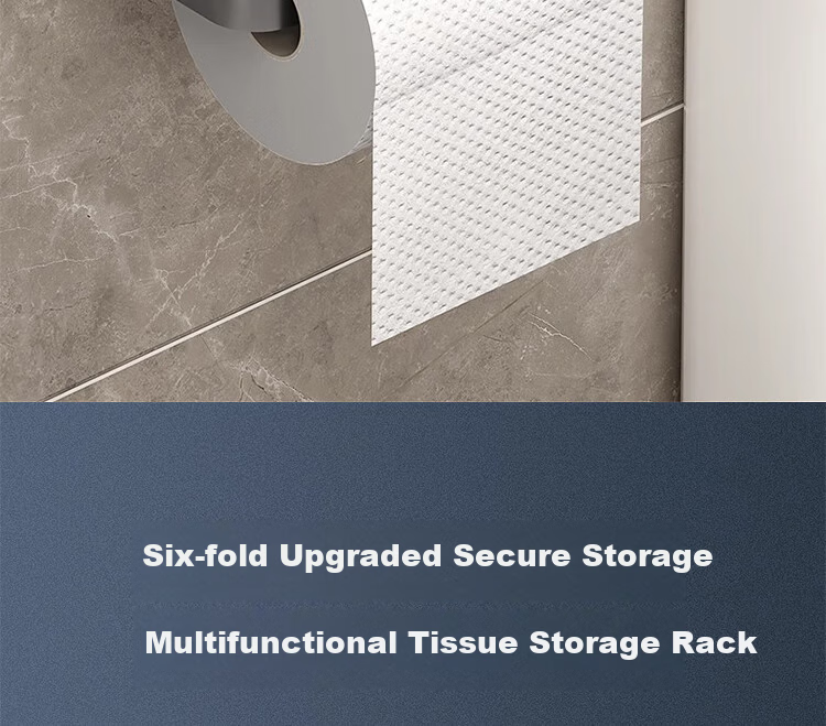 Xinpei Bathroom Tissue Holder, Space Aluminum, No Drilling Required, Double-Layer Paper Towel Dispenser, Toilet Roll Holder, Bathroom Storage Rack 3