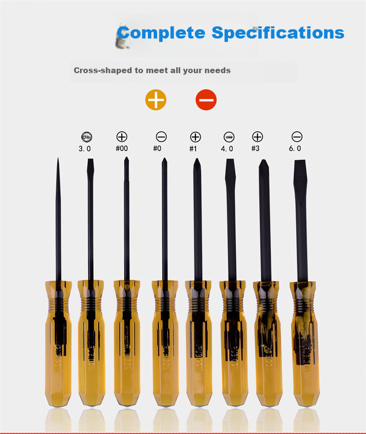 RUBICON Screwdriver Set, Household Multi-Functional, Phillips And Flathead, Soft Handle Screwdriver Set, 9-In 268P 5