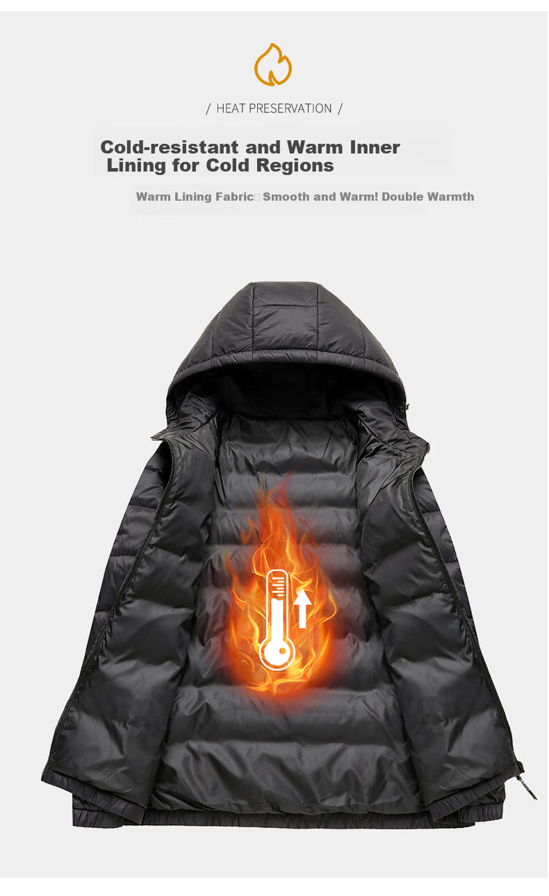 SNOWFLYING 90% Down Lightweight Hooded Jacket for Men And Women, Fashionable Casual Autumn And Winter Warm Couple Outerwear for Men 180 5