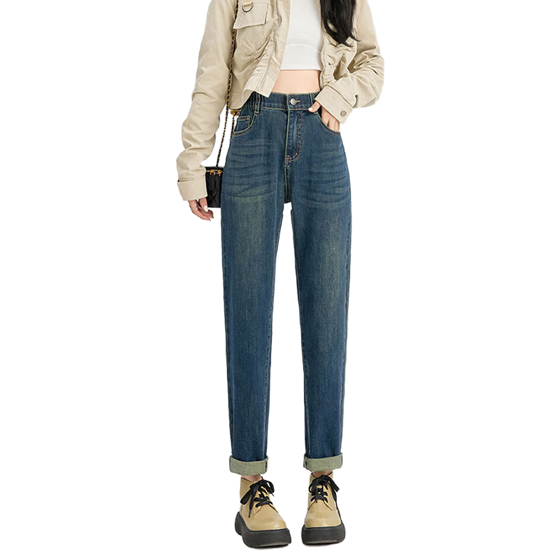 LangSha High Waist Harem Jeans for Women Spring Autumn Pear Shape Loose Slimming Cropped Vintage Carrot Dad Pants