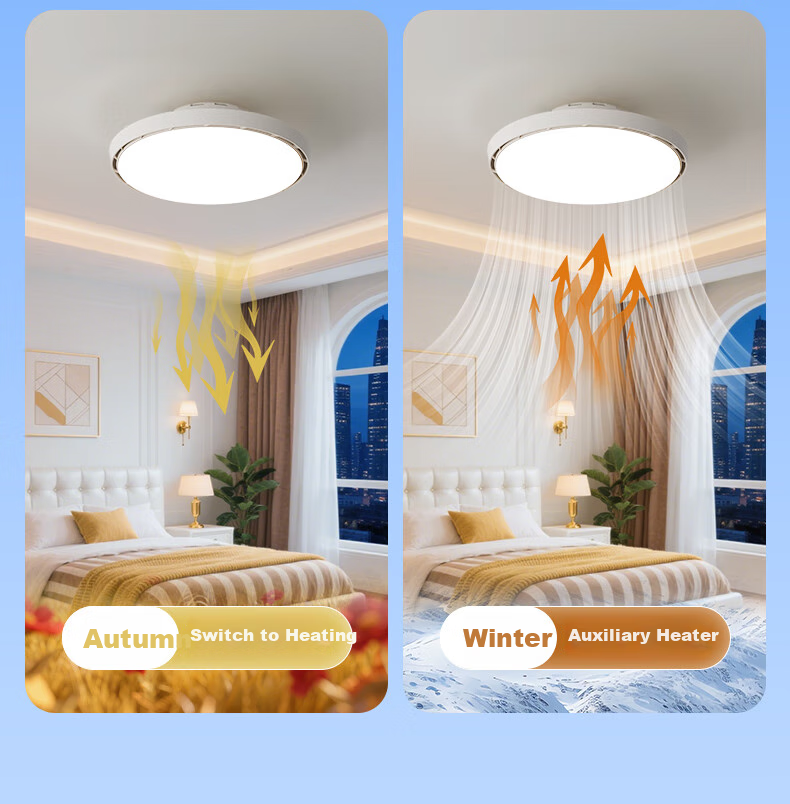 HSOS AI Voice-Controlled Smart Invisible Fan Light for Bedroom And Dining Room, Ceiling-Mounted Quiet Variable-Speed Electric Fan Pendant Light 24