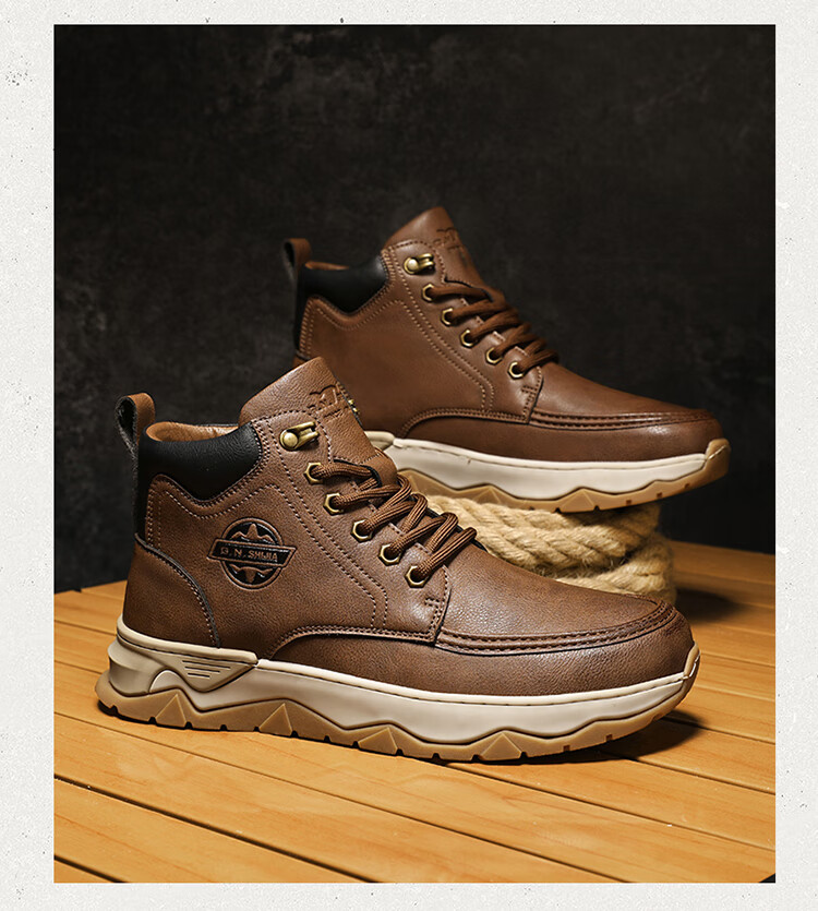 Bull Family Martin Boots Men 2026 Autumn Winter New High-Top Sneakers Men's Casual Outdoor Sports Hiking Shoes 19