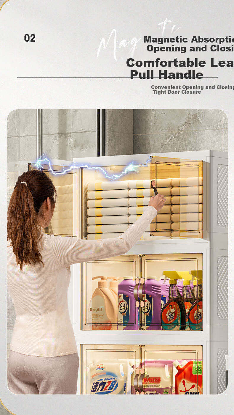 JEKO&JEKO Bathroom Storage Rack, Toilet Organizer Cabinet, Narrow Cabinet with Drawers, Foldable Storage Cabinet, Large Three-Tier Shelf 2