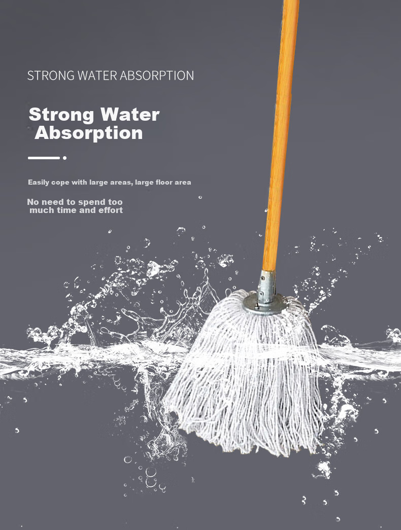 CIRY Cotton Yarn Mop, 50CM Twist-Wringing Mop, Self-Wringing Mop with Lock, Rotating Lazy Mop, No-Hand Cleaning Floor Cloth Mop 5