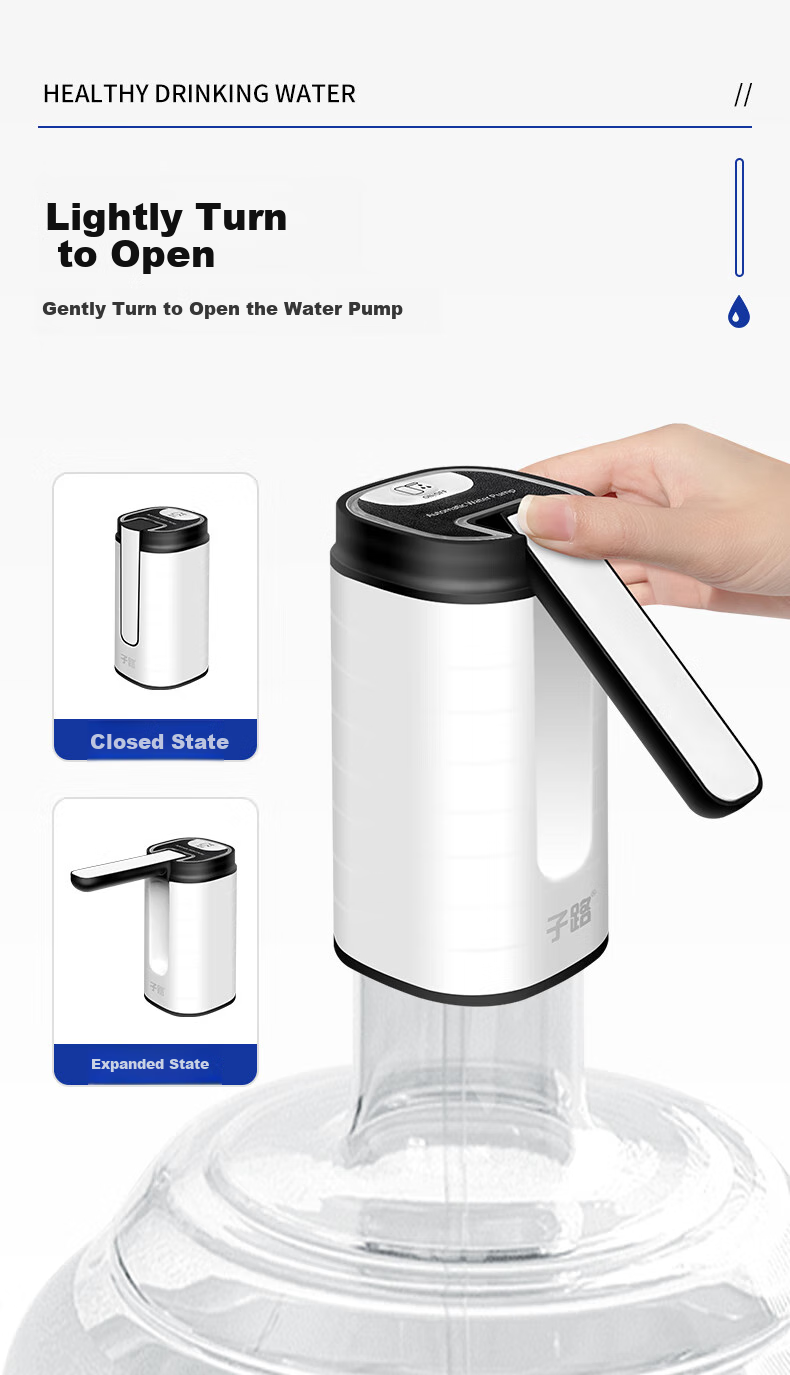 Zilu Electric Water Pump, Automatic Water Dispenser for Bottled Water, Suitable for Large And Small Bottles, with Blue Light And Large Butto 2