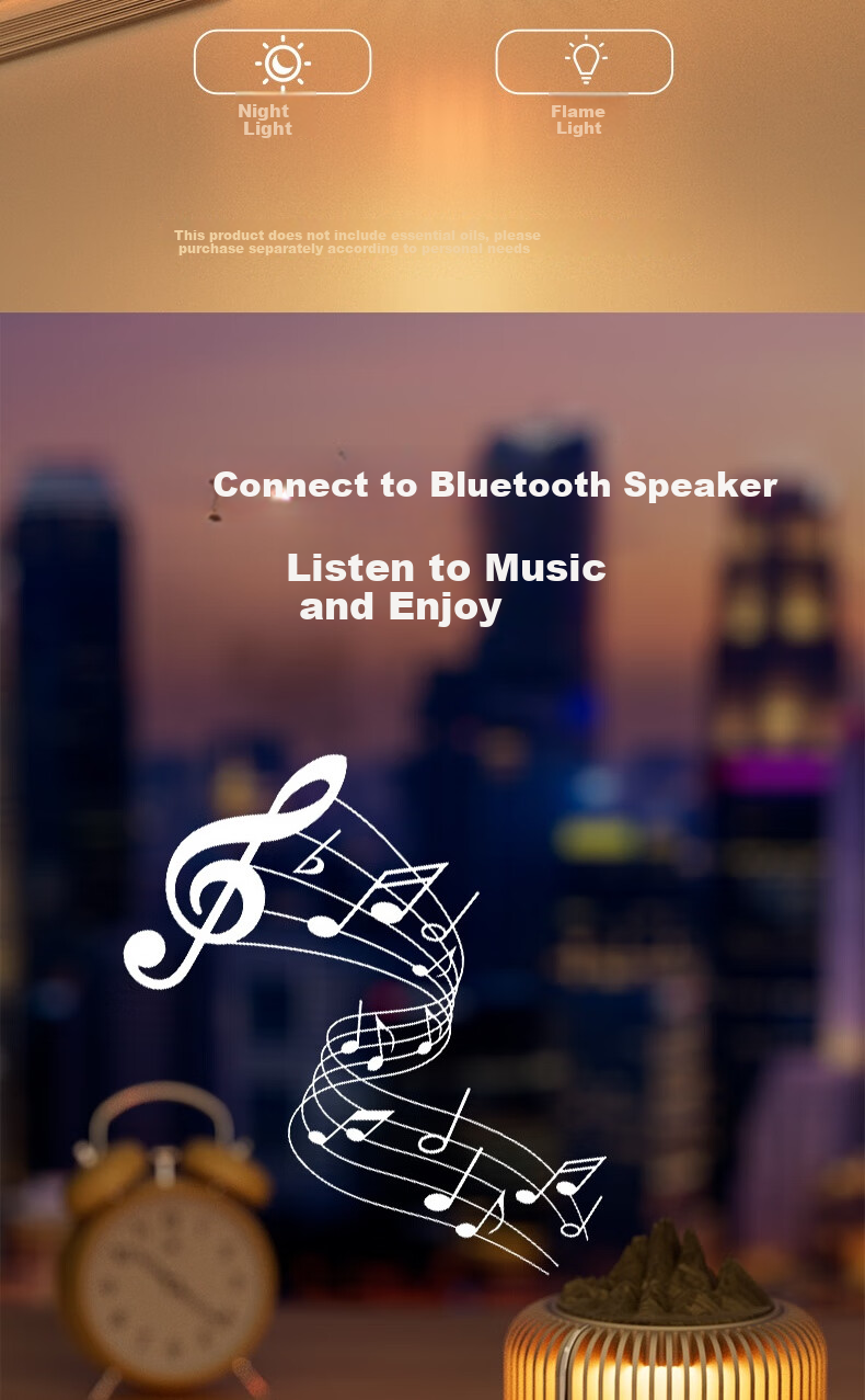 Kuangxiang Aroma Diffusing Bluetooth Speaker, Sound Atmosphere Lamp Flame Lamp Solid Wood Fragrance Dispenser for Living Room Bedroom Study Decoration, Birthday Mid-Autumn Festival Gift for Boyfriend Girlfriend 3