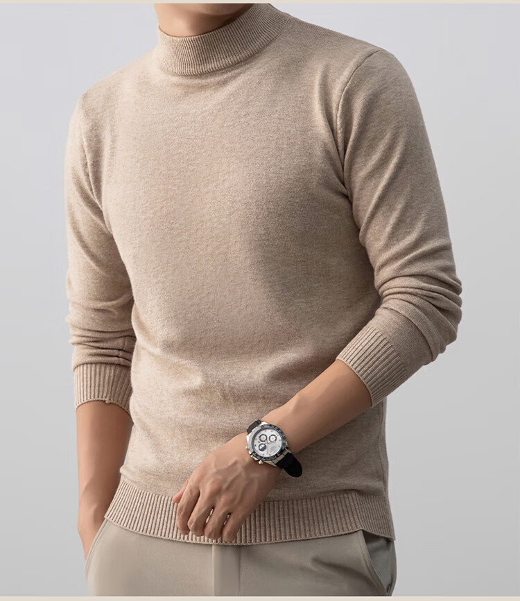 ROMON Men's Half Turtleneck Sweater Autumn Lightweight Warm Comfortable Knit Pullover Mid-Young Base Layer Winter Wear Size M Blue 9