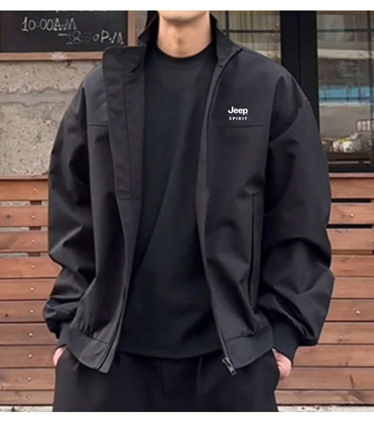 JEEP SPIRIT Men's Outdoor Jacket Men's Flight Jacket Autumn Winter Workwear Casual Trendy Sports Windbreaker 1