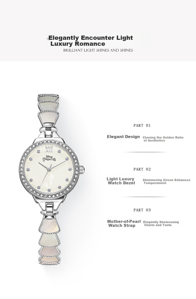 Disney Mermaid Bracelet Watch for Women, Luxury Niche Waterproof Ladies Wristwatch, Birthday And Valentine's Day Gift for Girlfriend 6