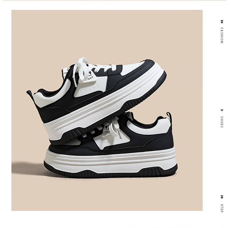 RENBEN Thick Sole Trendy Versatile Black and White Panda Shoes 2025 Spring Autumn Popular Casual Fashion Sports Sneakers Women's Shoes 4