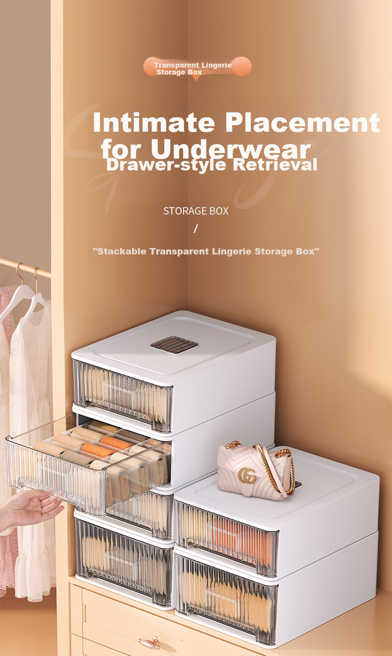 JEKO&JEKO Underwear Storage Box, Drawer-Style Compartment Organizer for Underwear And Socks, Clothes Sorting Box with 12 Slots, White 1