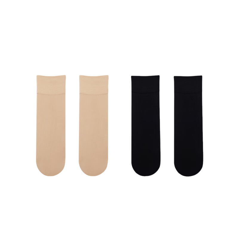 Dushiliren Mid-Calf Women's Stockings, Middle-Aged And Elderly Spring And Autumn Season, Medium-Thick Style, Wide Cuff, Durable, Not Easily Snagged, Flesh-Colored And Black Short Socks