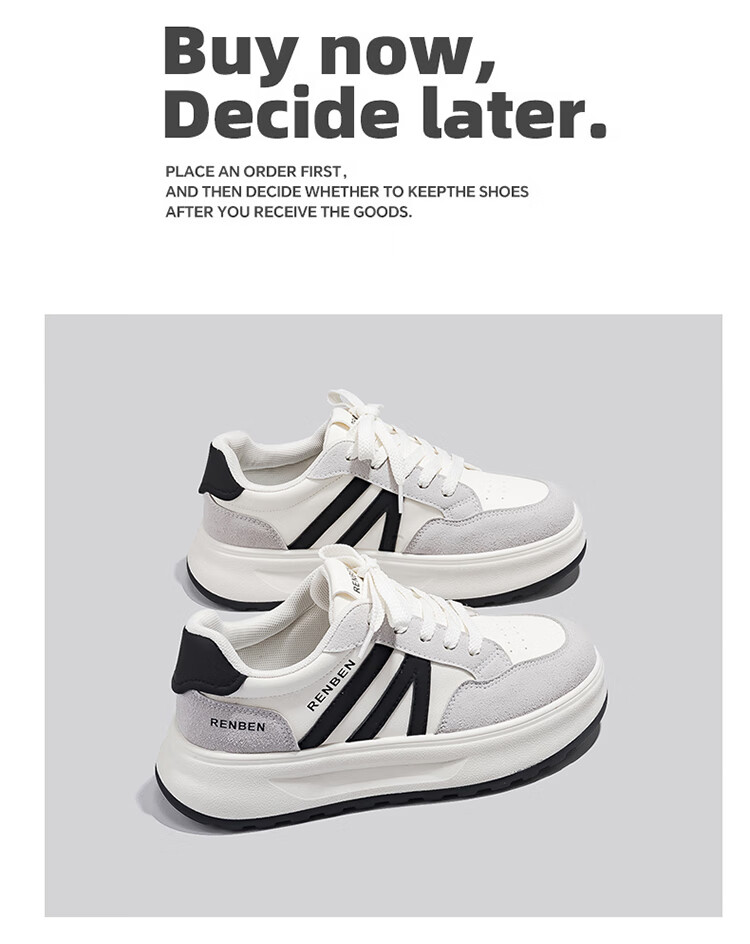 RENBEN Red Agan Shoes for Women 2025 Spring Autumn New Breathable Retro High-Value Student Thick-Soled Casual Sneakers 6