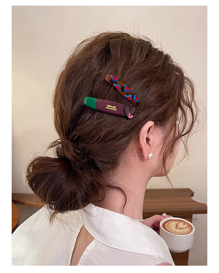 CHIMERA Colorblock Dopamine 2-Piece Bang Clip and Back Hair Clip Set Hairpin Hair Clip 6.1 Children's Day Gift 5