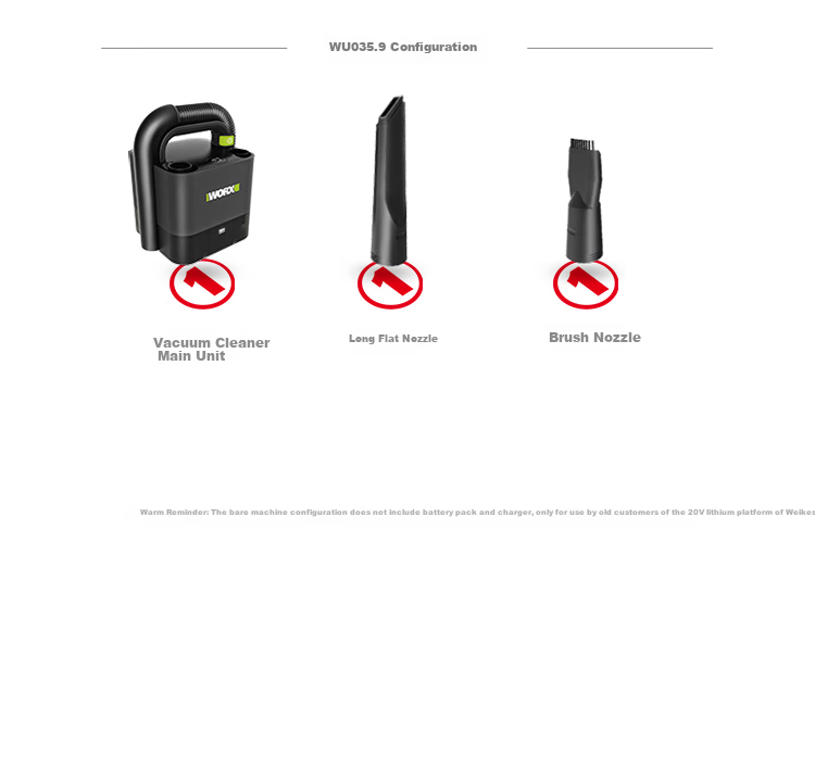 WORX 20V Lithium Battery Car Vacuum Cleaner WU035.9 (Bare Tool) Rechargeable for Car And Home Use 19