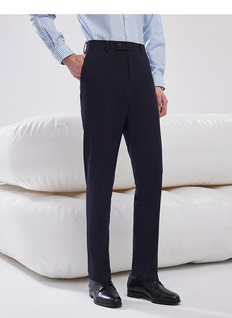YOUNGOR Cashmere Warmth 2025 New Men's Straight Fit Stretch Casual Trousers Dark Gray 34 175/84A 4
