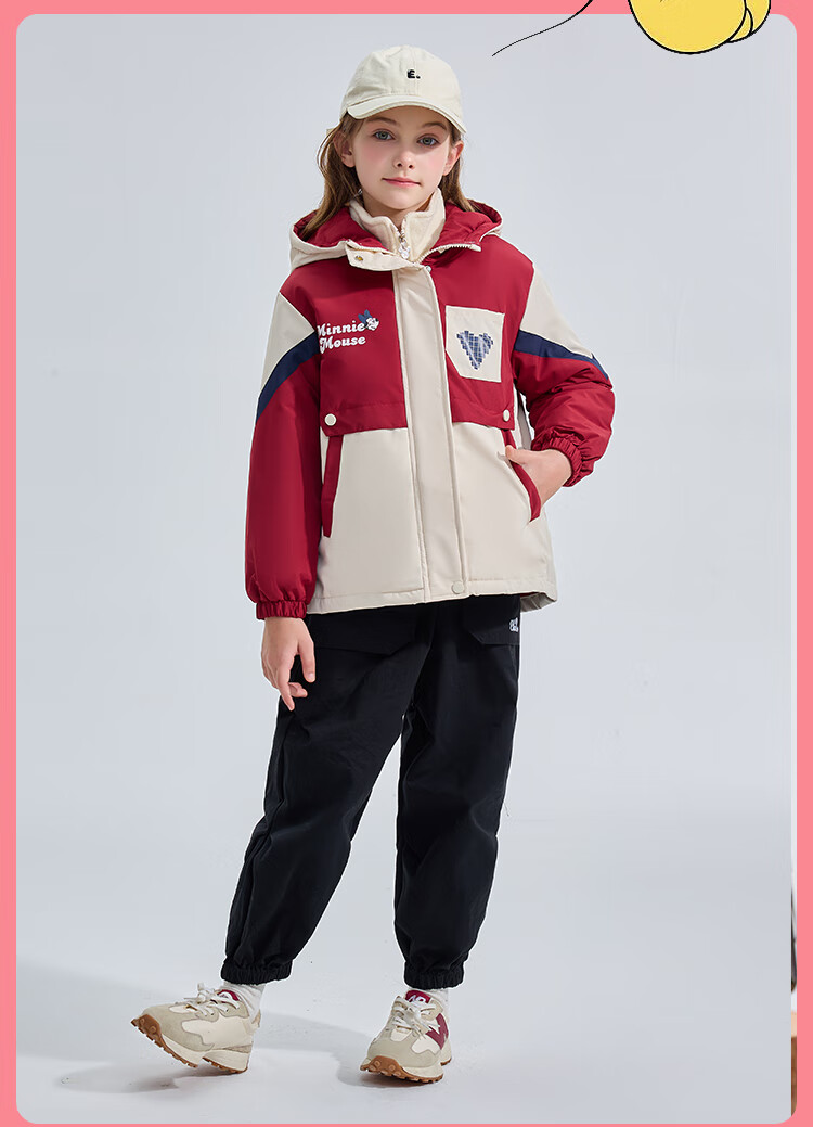 Disney Kids Autumn Winter Girls' Two-Piece Fleece Cotton Jacket Set 2026 Season Big Kids Baby Coat 6