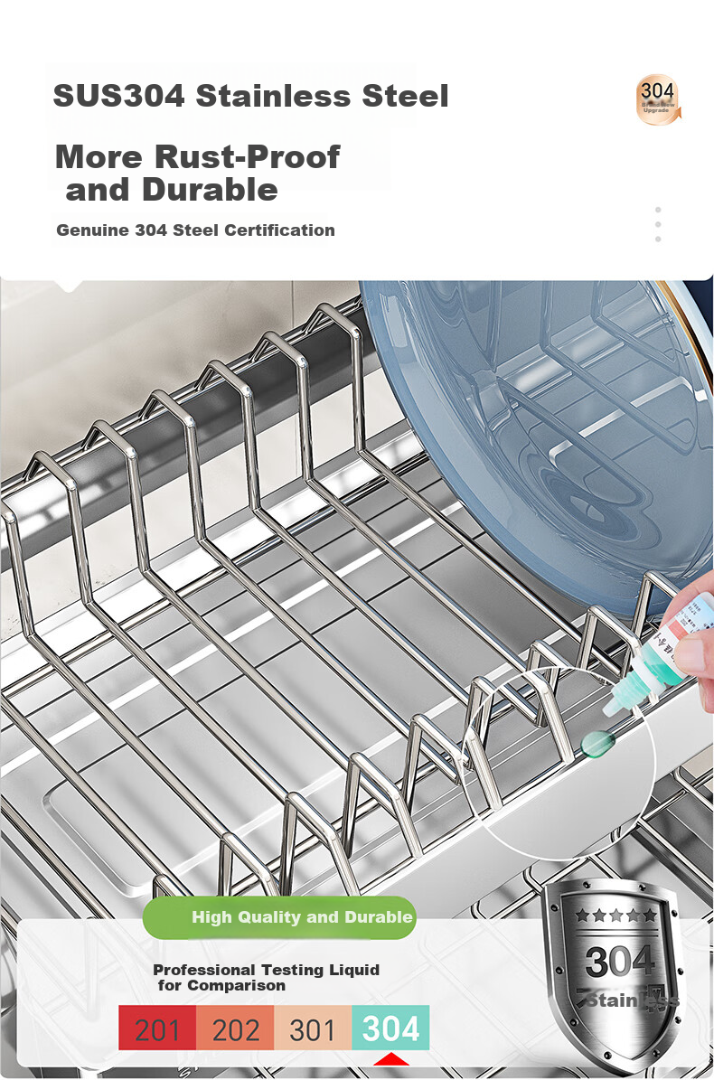 Shuaishi Kitchen Dish Drainer Rack, Storage Bowl Holder, 304 Stainless Steel Organizer Shelf, Draining Bowl Rack, Utensil Storage Box 3