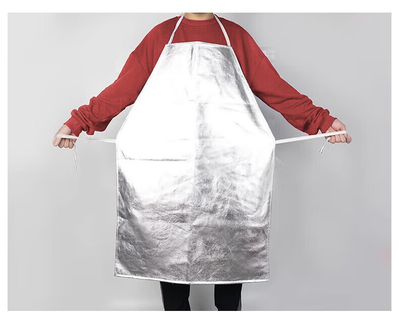 Mandle Heat-Resistant Apron Aluminum Foil High-Temperature Resistant Apron 1000℃ Anti-Scald Heat Protection Aluminum Steel Plant Smelting Protective Clothing Maternity Heat-Resistant Apron Silver 11