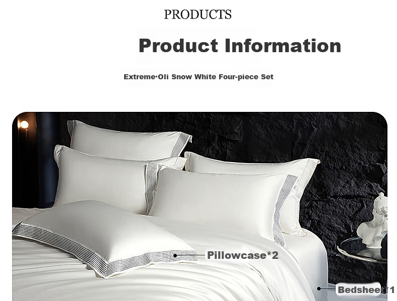 Shuixingjiafang Four-Piece Bedding Set, 100 Count Long-Staple Cotton, 100% Pure Cotton, Class A Silky Smooth Duvet Cover And Bed Sheet, Double Bed Luxury High-End, 1.8m Bed, White 20