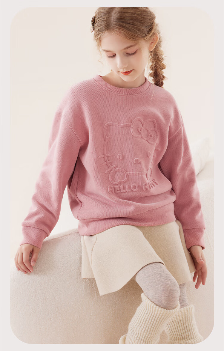 Hello Kitty Girls' Sweatshirt Spring and Autumn Kids' Sports Top Children's Fashion Jacket KT0001 Pink 150 9