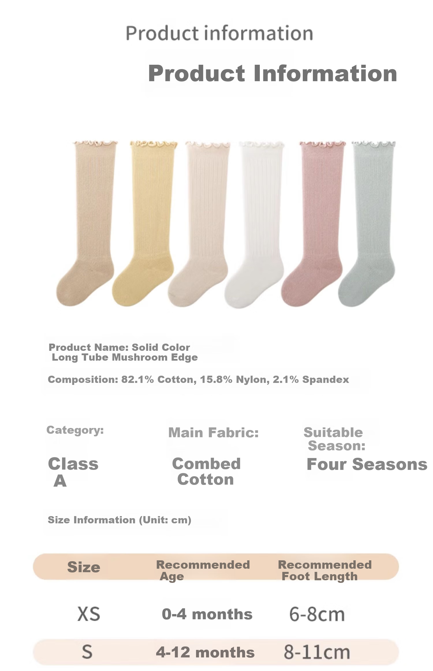 JOYNCLEON Baby Knee-High Socks, Infant Socks for Spring And Autumn, 0-3 Months Newborn Over-Knee Cotton Socks, Jyf201006 1