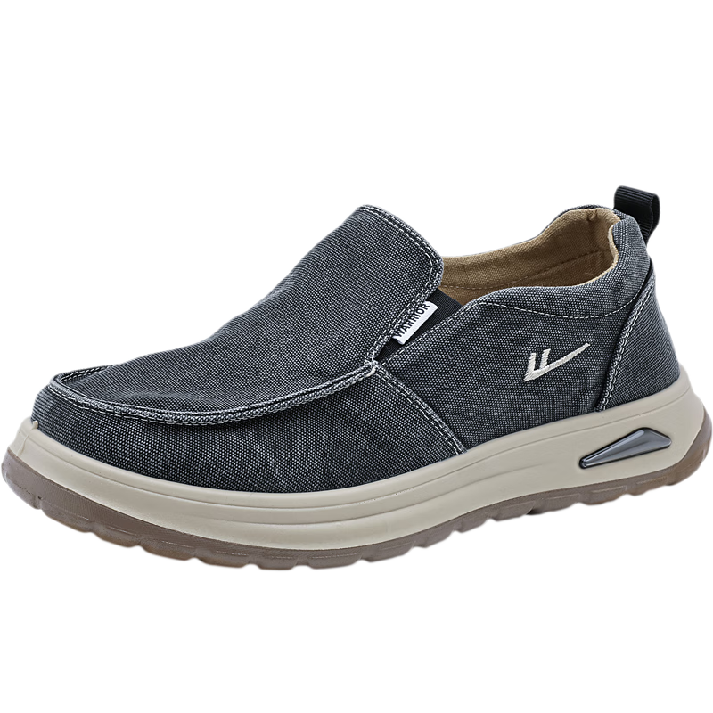 Warrior Men's Canvas Shoes Breathable Soft Sole Casual Slip-On Sneakers WXY(JS)-1845 Gray Size 42