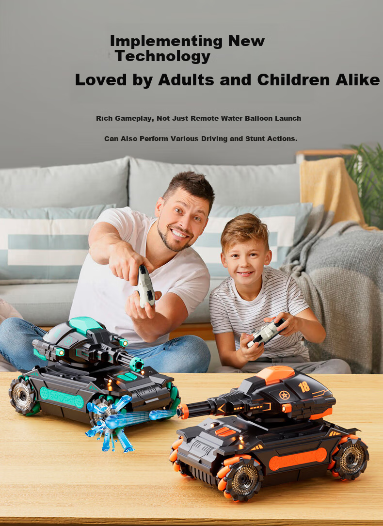 Xingyayoupin Children's Toy, Remote Control Car Tank Water Bomb Vehicle, Four-Wheel Drive Stunt Racing Car, Birthday Gift for Boys Aged 3-6 3