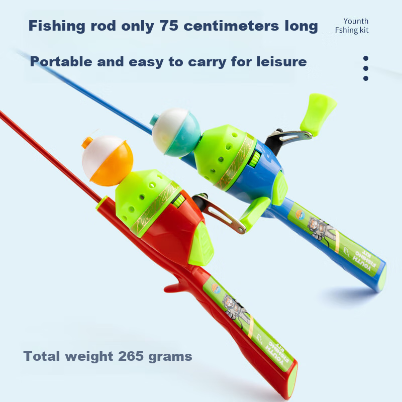 Weilianmeng Blue Children's Fishing Rod Set for Beginners And Novices, Mini Short Section Fishing Rod And Fishing Tackle