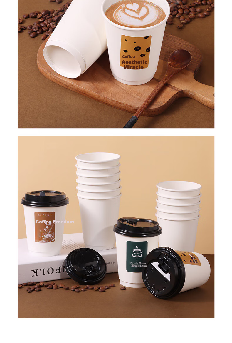 Baijie Disposable Cups, Paper Cups, Coffee Cups, Soy Milk Cups, Milk Tea Cups, Hot Drink Cups, 400ml, 25 Pieces 7