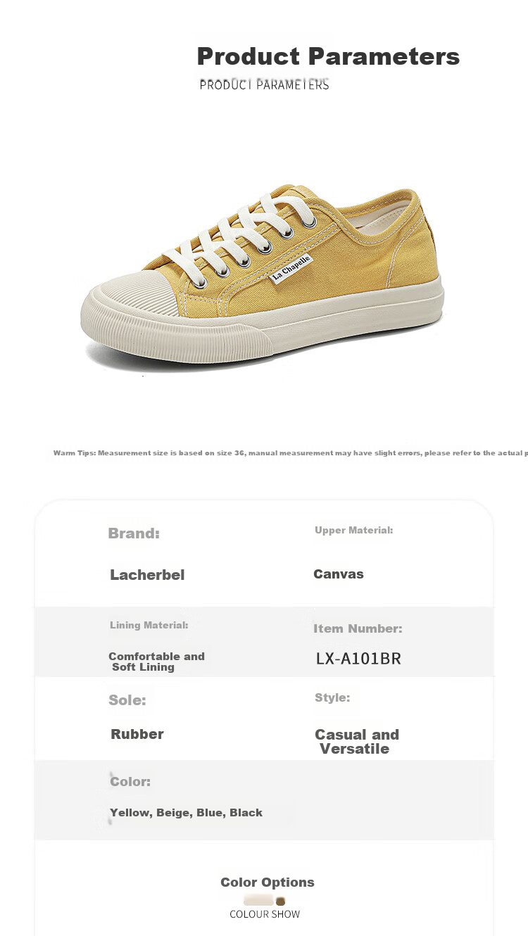 La Chapelle Women's Canvas Shoes, Versatile Casual Shoes, Soft-Soled Lightweight Sneakers for Women-A101BR Beige 37 1