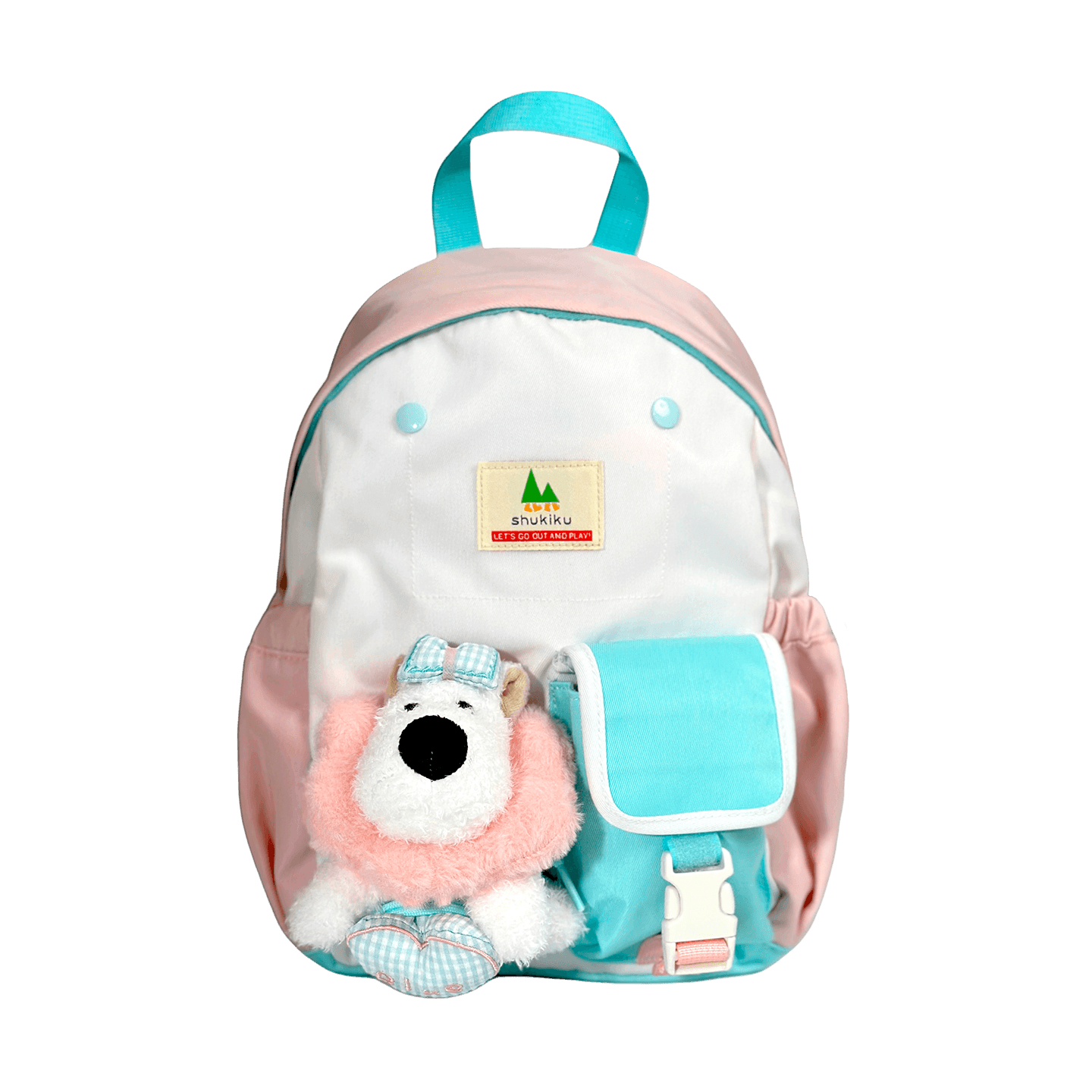 SHUKIKU Ledoudou Kids Plush Backpack Kindergarten School Bag Elementary Student Water-Resistant Coral Peach M