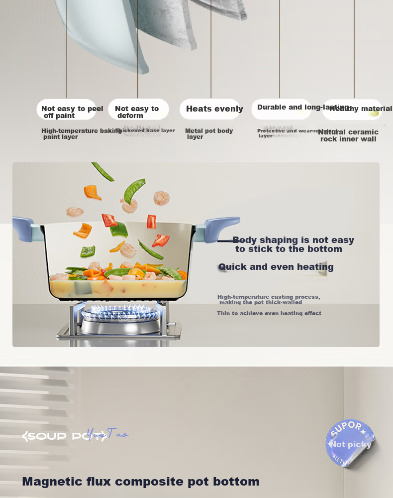 SUPOR Titanium-Containing Non-Stick Soup Pot 24cm Milk Pot for Stewing Meat And Making Soups Compatible with Induction Cooker And Gas Stove ET24LBN02 11