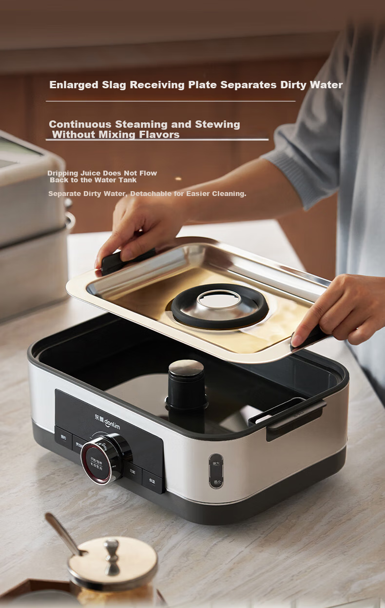 Donlim Electric Steamer Multi-Functional Steaming Pot Stewing And Cooking All-In Electric Steamer Double-Layer Stainless Steel Timer Keep-Warm Home Large Capacity Steamer Suitable for Babies Automatic No-Fire DL-1005A 29