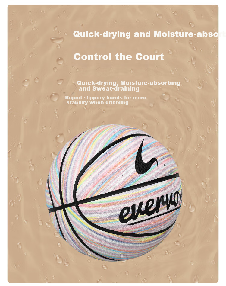 EVERVON Basketball, Adult Competition Training, Indoor And Outdoor Use, Wear-Resistant, Size 7 Non-Slip PU Basketball, EBP7-012 3