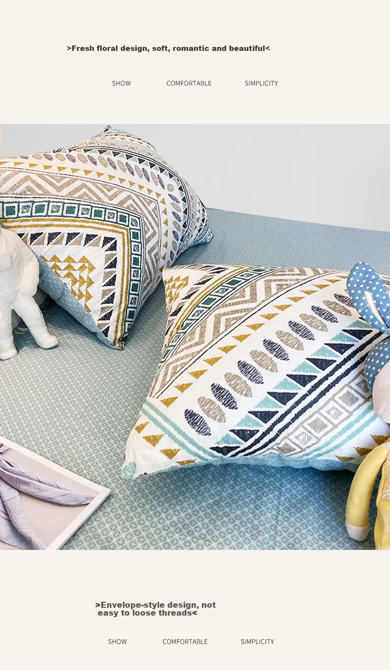 I-WILL All-Cotton Instagram-Style Printed Duvet Cover And Bed Sheet Set, Spring And Summer Bohemian Style Pure Cotton Bedding Set for 1.8/2.0m Bed 10