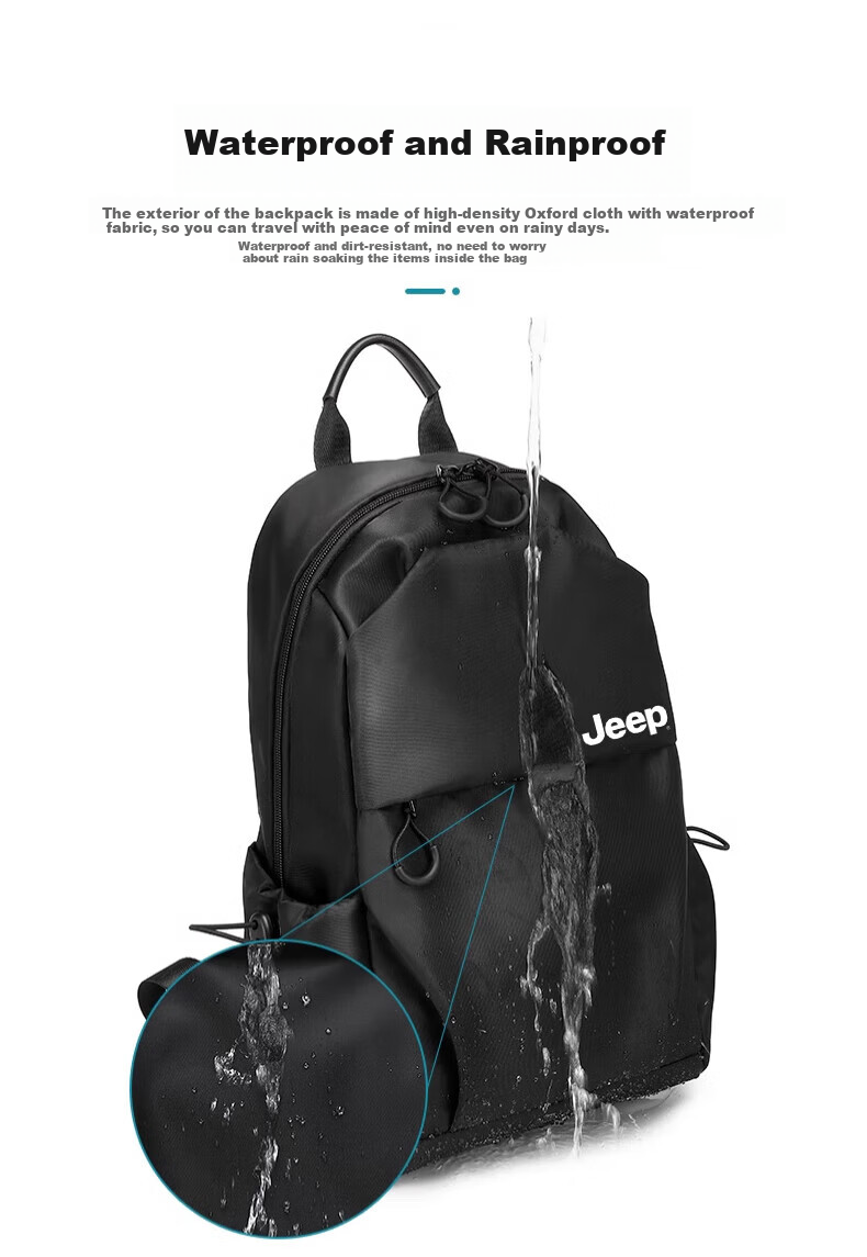 JEEP Backpack for Men, Lightweight Outdoor Hiking Bag, Casual Commuter Backpack for College Students, Portable Short-Trip Travel Bag 6