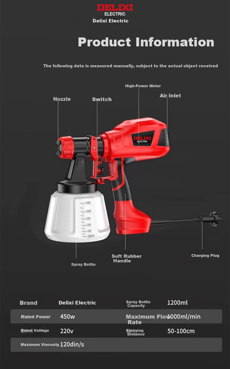 DELIXI Electric Paint Sprayer, Lithium Battery-Powered Paint Gun, High Atomization Spray Pot, Latex Paint Tool, Spraying Machine, Plug-In Model 17