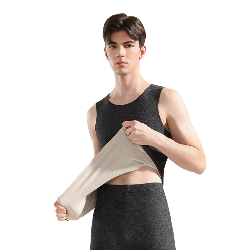 MiiOW 2-Pack Men's Thermal Vest with Goose Down and Tencel, Seamless Thickened Base Layer Top