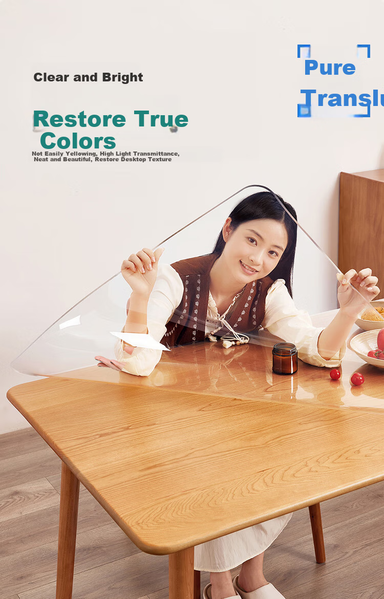 MINJU Tablecloth, Soft Glass Odorless Thickened PVC Dining Table Mat, Waterproof And Oil-Proof Crystal Plate, Customizable Coffee Table Mat, 60*120cm 12