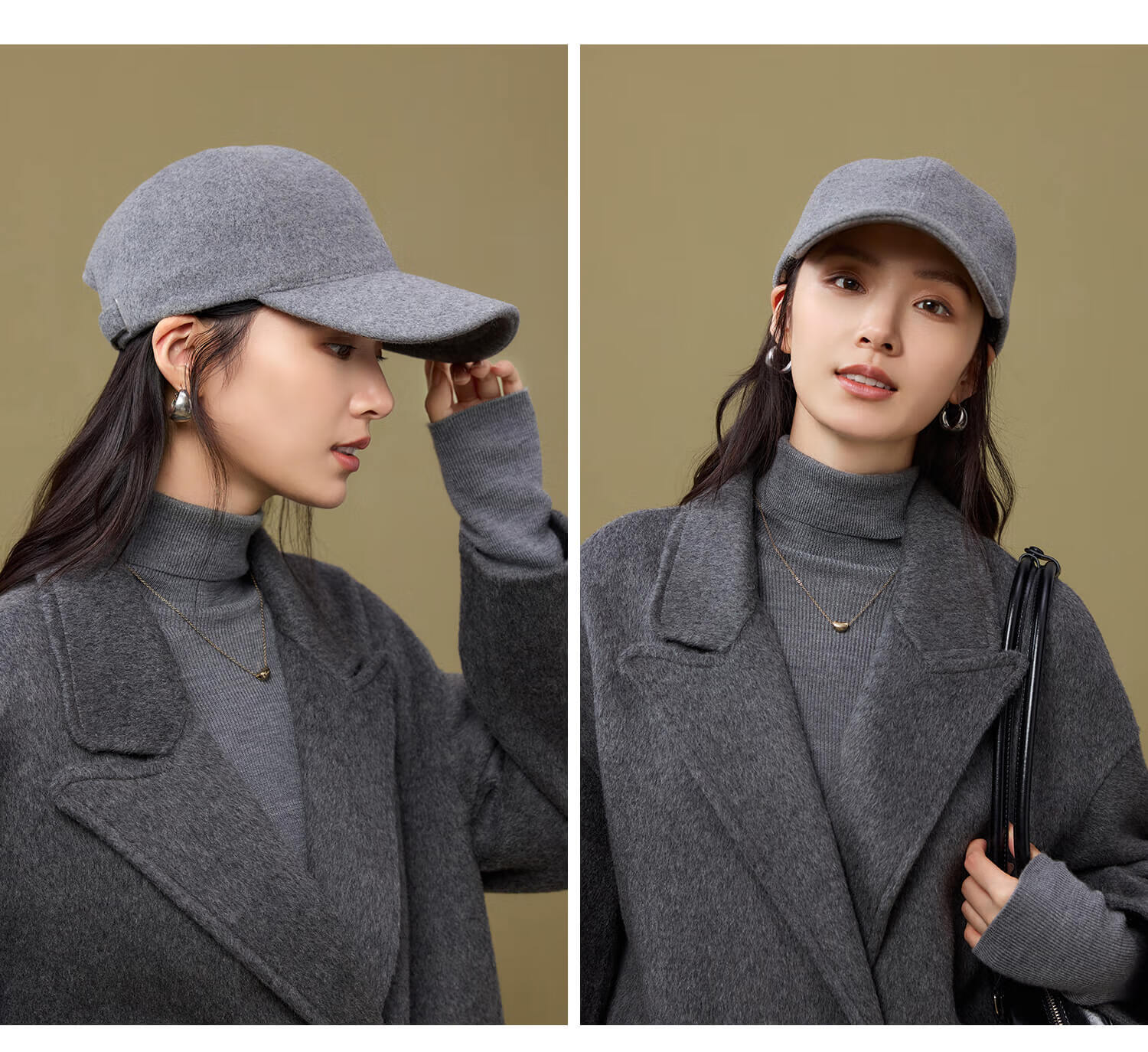 Siggi Pure Wool Baseball Cap Autumn Winter Women's British Retro Stylish Face-Slimming Windproof Warm Versatile Duckbill Hat 7