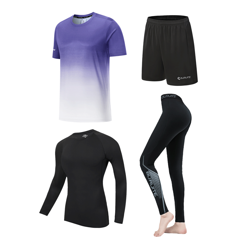 BURUITE Men's Sports Suit Running Equipment Morning Running Fitness Clothing Riding Training Tight Quick-drying Clothes Badminton Clothing Spring and Autumn