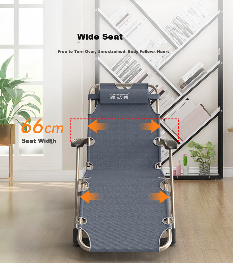 OKeefe Folding Bed Lounge Chair, Office Nap Chair, Single Bed, Hospital Companion Bed with Lamp, Corduroy Cotton Pad 4