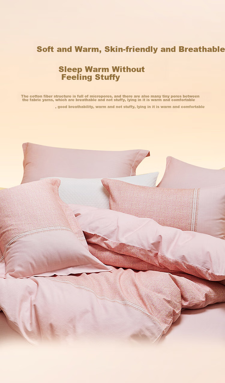 LOVO Luolai Pure Cotton Brushed Four-Piece Bedding Set, Autumn And Winter Thickened Warm Pure Cotton Bed Sheet And Duvet Cover, 220*240cm 7
